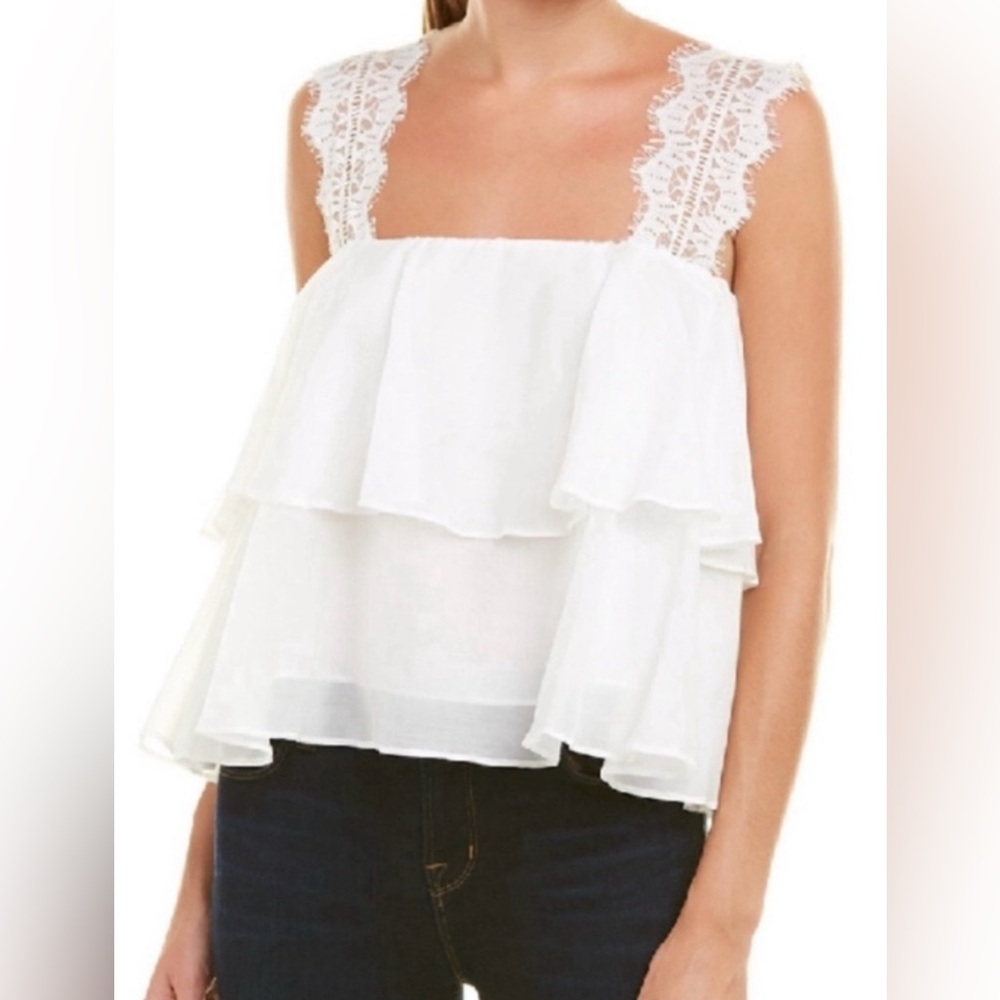 Cami NYC Vanessa Ruffle Lace Tank - White